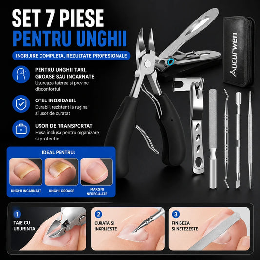 Set 7 piese tăiat unghii tari | Aucurwen