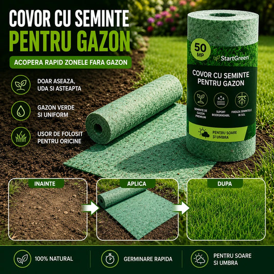 Covor biodegradabil cu semințe gazon 50mp