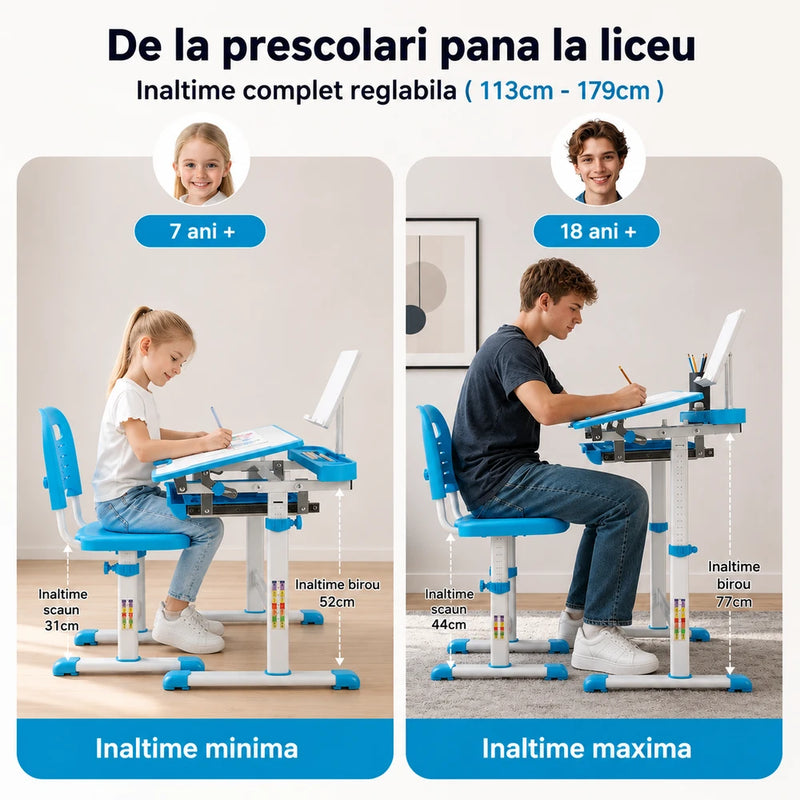 Set Birou și Scaun reglabil + lampa integrata