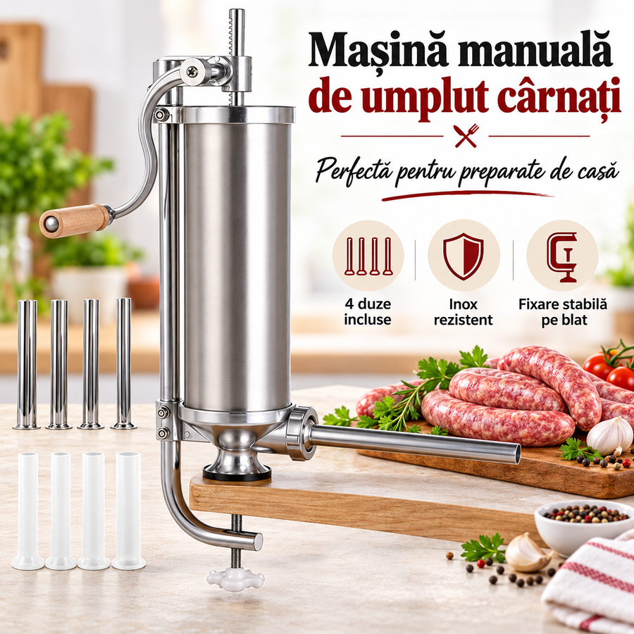 Mașină manuală de umplut cârnați din inox