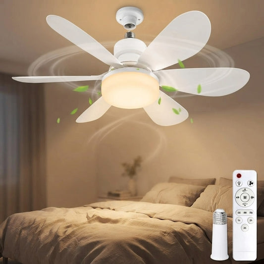 Ventilator de tavan cu bec LED și telecomandă